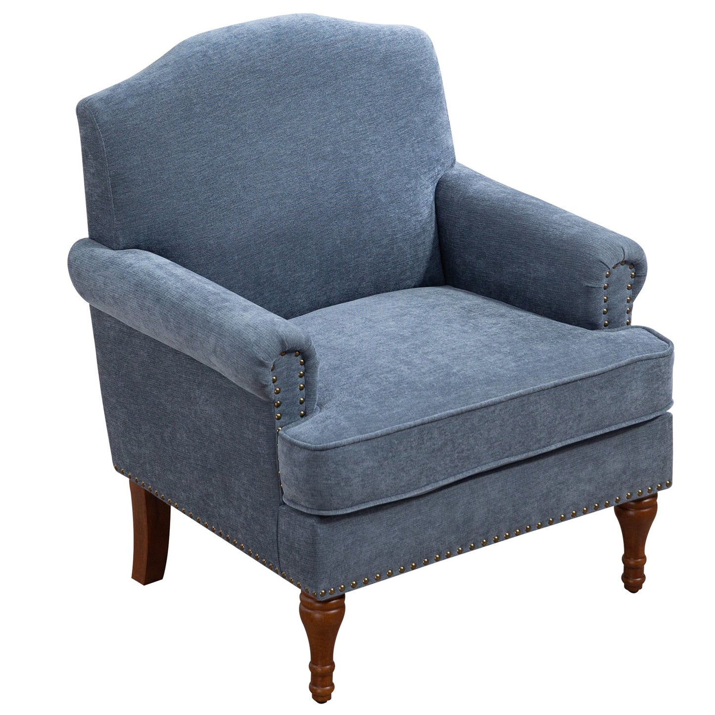Pefelife Accent Chair Nailhead Trim Arm Chair for Bedroom Comfy Chenille Reading Accent Chairs for Living Room Chairs Durable Armchair Single Sofa Chair with Wood Legs