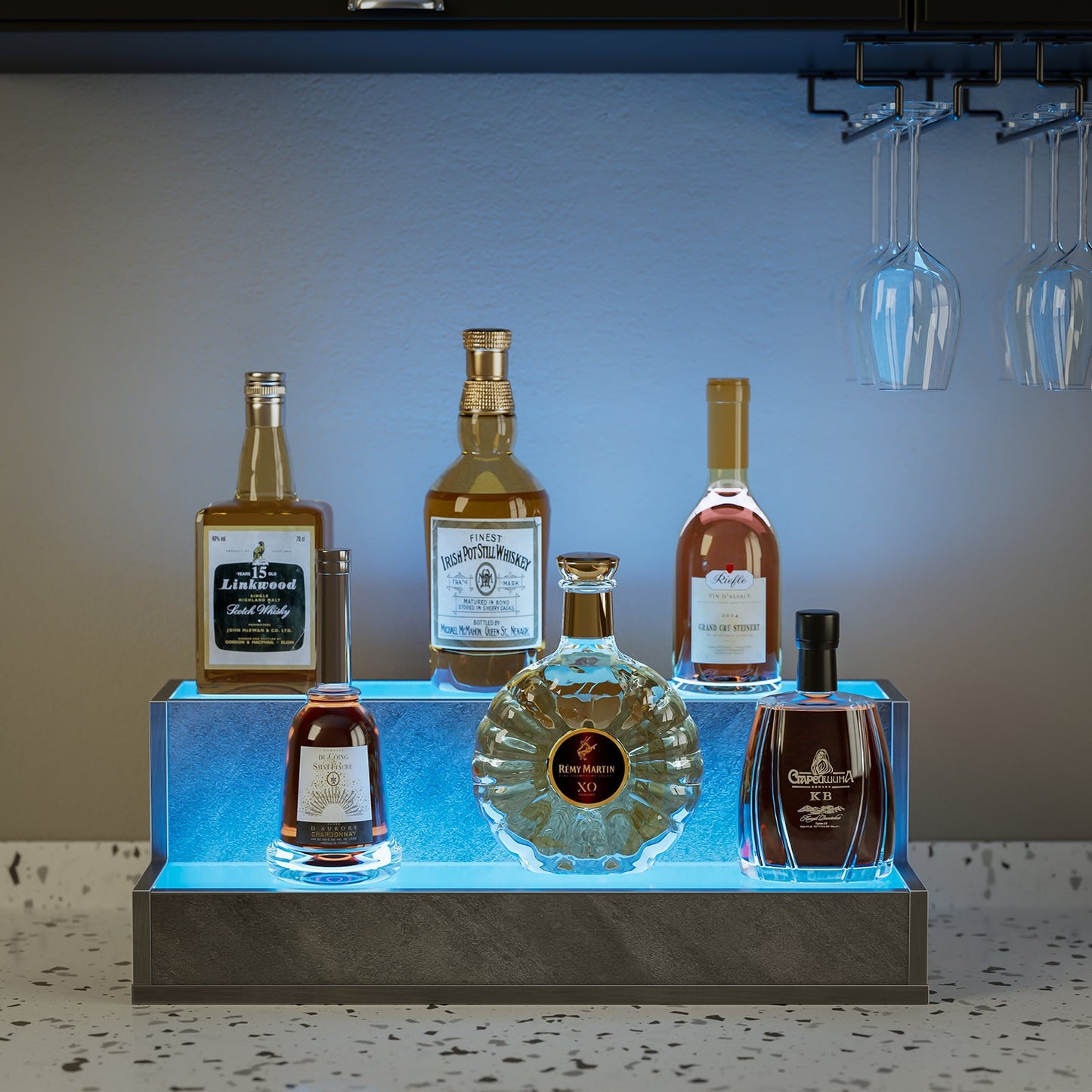 Présentoir à bouteilles d'alcool Pefelife 20 pouces avec éclairage LED