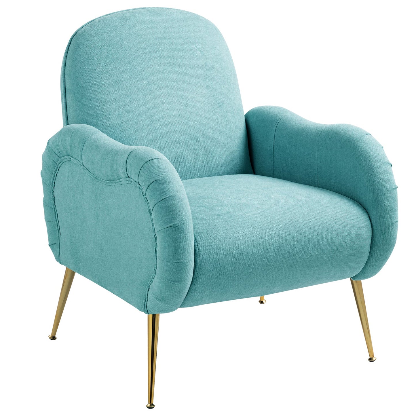 Pefelife Accent Upholstered Single Chair White Sherpa Armchair with Golden Legs for Living Room, Bedroom, Office, Dining Room