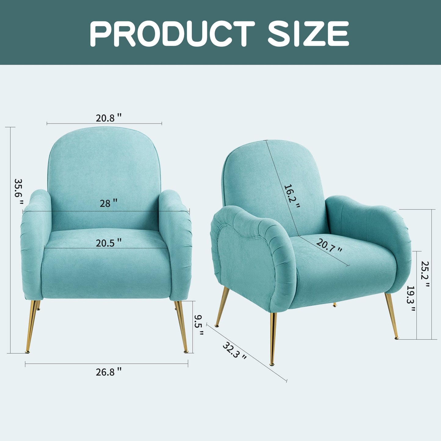 Pefelife Accent Upholstered Single Chair White Sherpa Armchair with Golden Legs for Living Room, Bedroom, Office, Dining Room