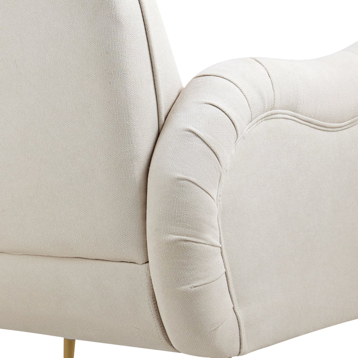 Pefelife Accent Upholstered Single Chair White Sherpa Armchair with Golden Legs for Living Room, Bedroom, Office, Dining Room