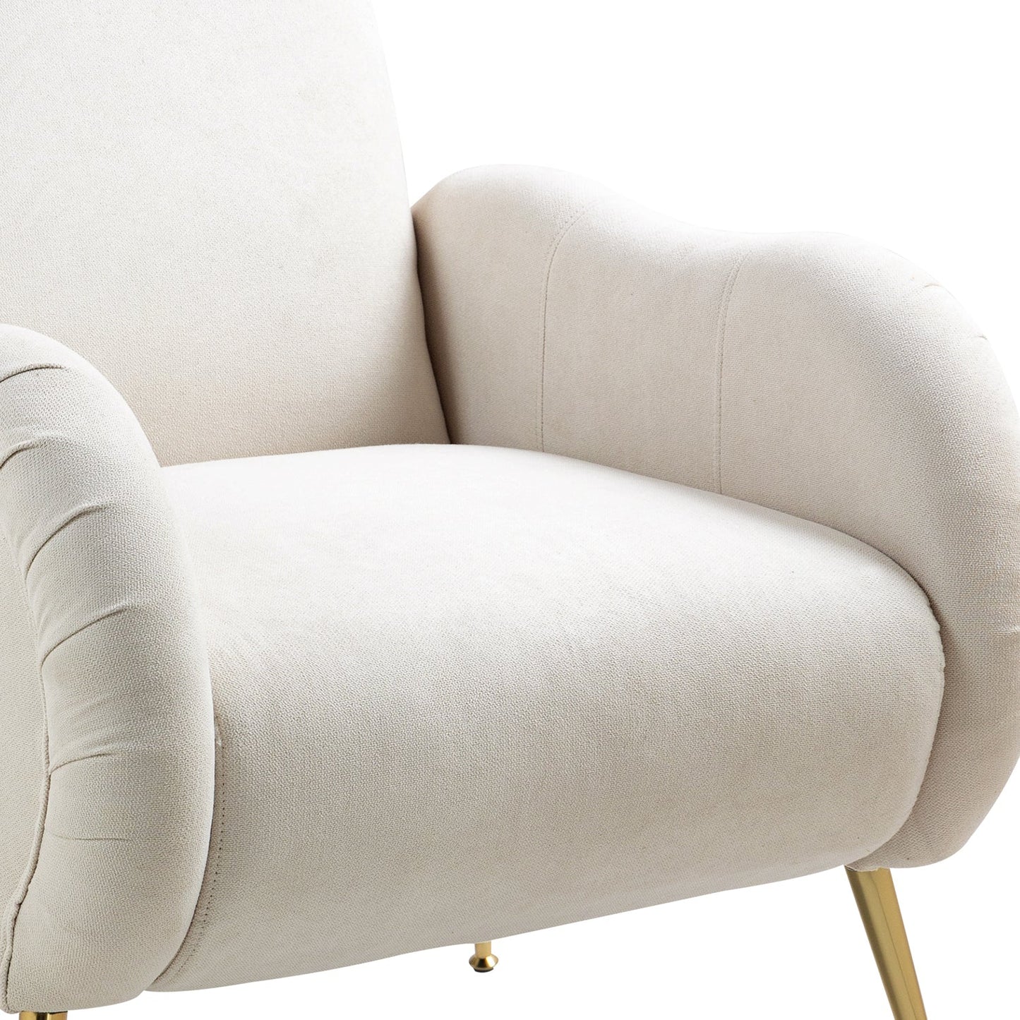 Pefelife Accent Upholstered Single Chair White Sherpa Armchair with Golden Legs for Living Room, Bedroom, Office, Dining Room