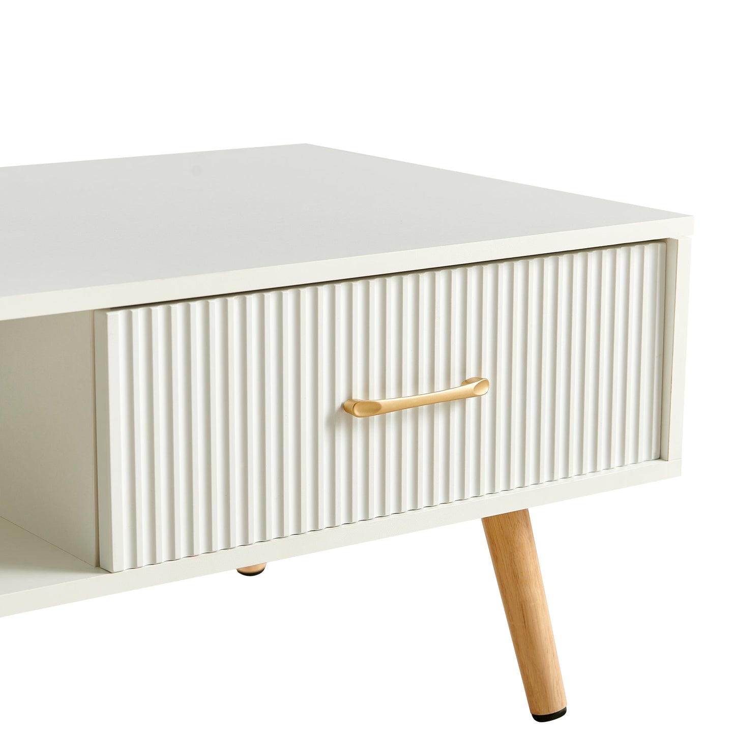 Table basse Pefelife avec rangement, table à manger bohème avec porte coulissante en rotin, petite table basse de salon, plateau blanc