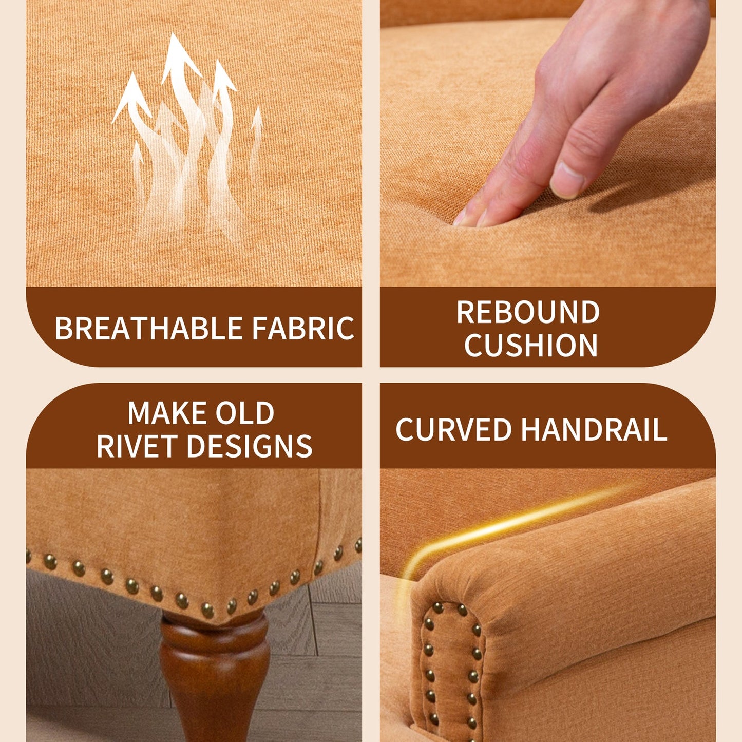 Pefelife Accent Chair Nailhead Trim Arm Chair for Bedroom Comfy Chenille Reading Accent Chairs for Living Room Chairs Durable Armchair Single Sofa Chair with Wood Legs