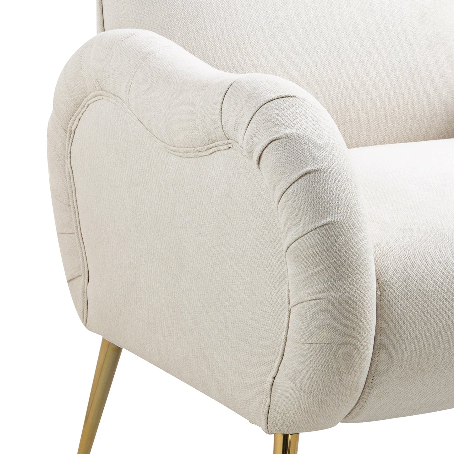 Pefelife Accent Upholstered Single Chair White Sherpa Armchair with Golden Legs for Living Room, Bedroom, Office, Dining Room
