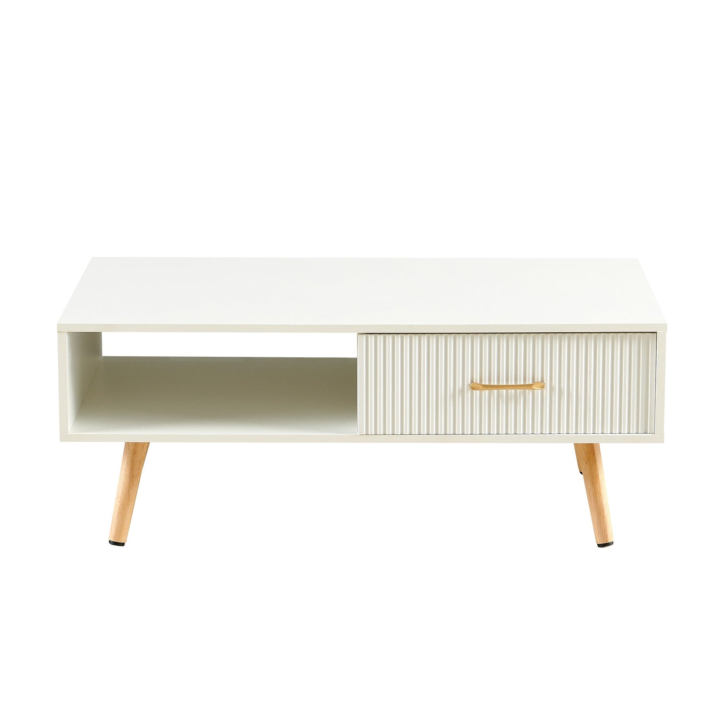 Table basse Pefelife avec rangement, table à manger bohème avec porte coulissante en rotin, petite table basse de salon, plateau blanc