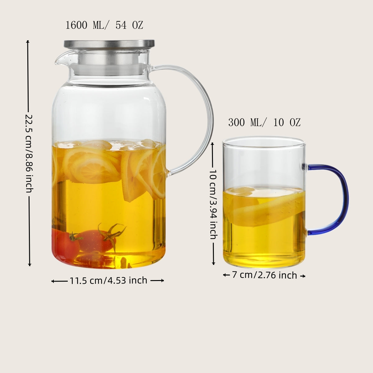 Jarra de agua de vidrio Pefelife de 1 olla con 4 tazas, resistente al calor