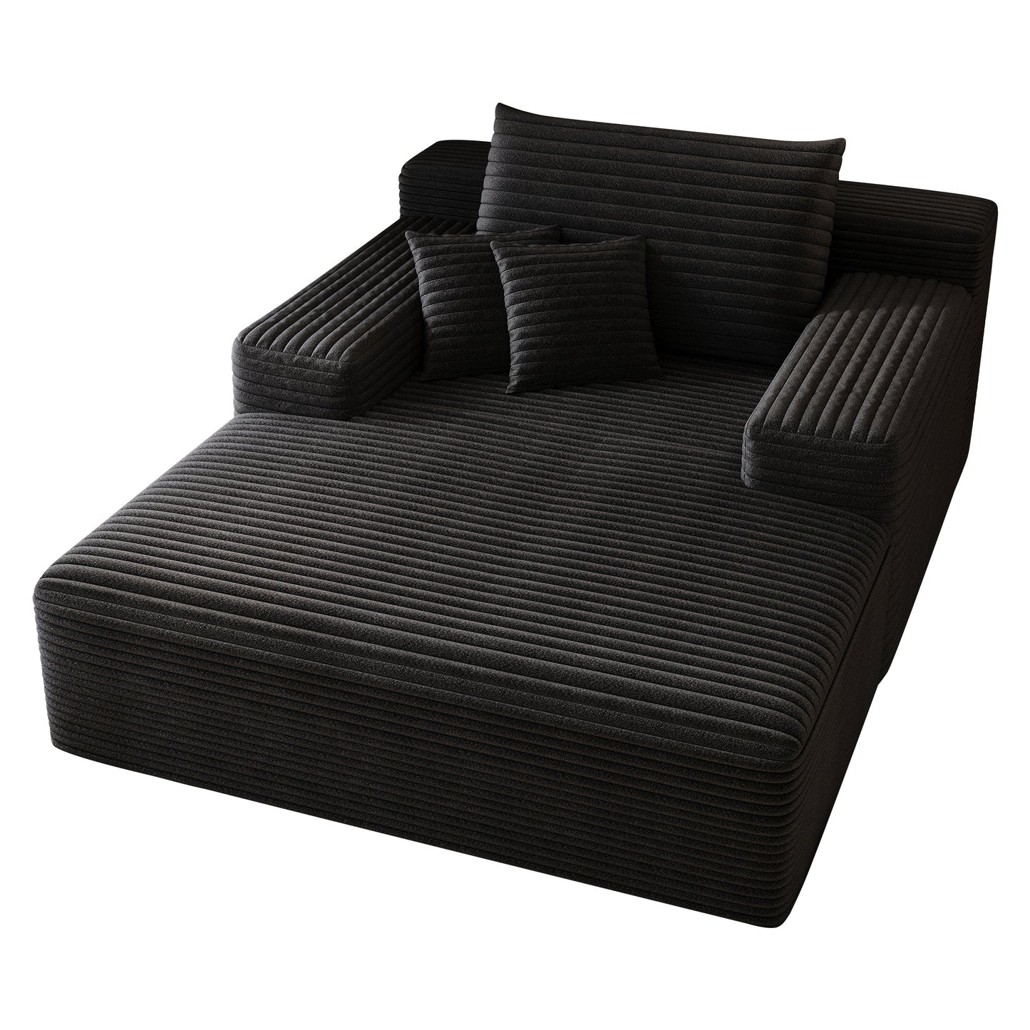 Sillón chaise longue extragrande Pefelife para interior, de piel sintética, con respaldo grueso y 3 almohadas, cómodo asiento profundo para sala de estar, sala de juegos y estudio. 