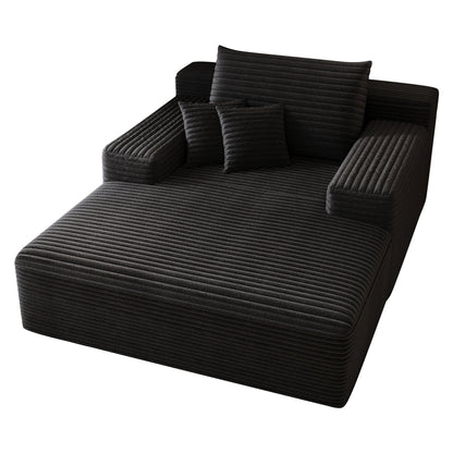 Sillón chaise longue extragrande Pefelife para interior, de piel sintética, con respaldo grueso y 3 almohadas, cómodo asiento profundo para sala de estar, sala de juegos y estudio. 