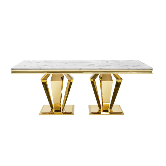 Table basse Pefelife, base en acier inoxydable et plateau en MDF à motif marbre
