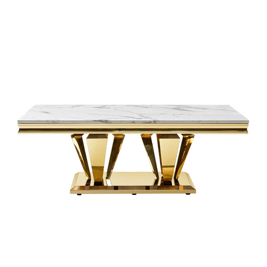 Table basse Pefelife, base en acier inoxydable avec pieds finition miroir doré