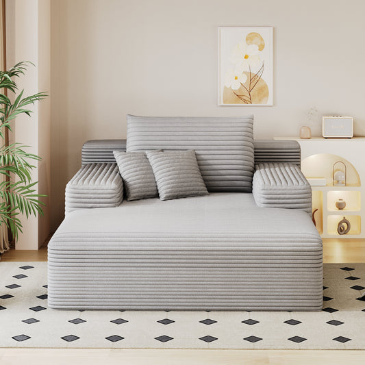 Sillón chaise longue extragrande Pefelife para interior, de piel sintética, con respaldo grueso y 3 almohadas, cómodo asiento profundo para sala de estar, sala de juegos y estudio. 