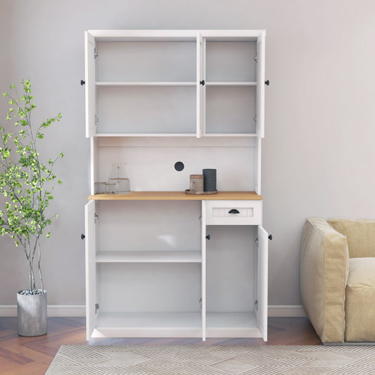Buffet Pefelife 71" avec huche, armoire de rangement de style campagnard moderne
