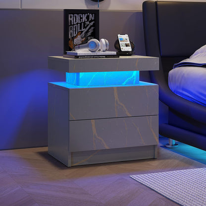 Mesita de noche de mármol Pefelife con luces LED para gabinete, moderna