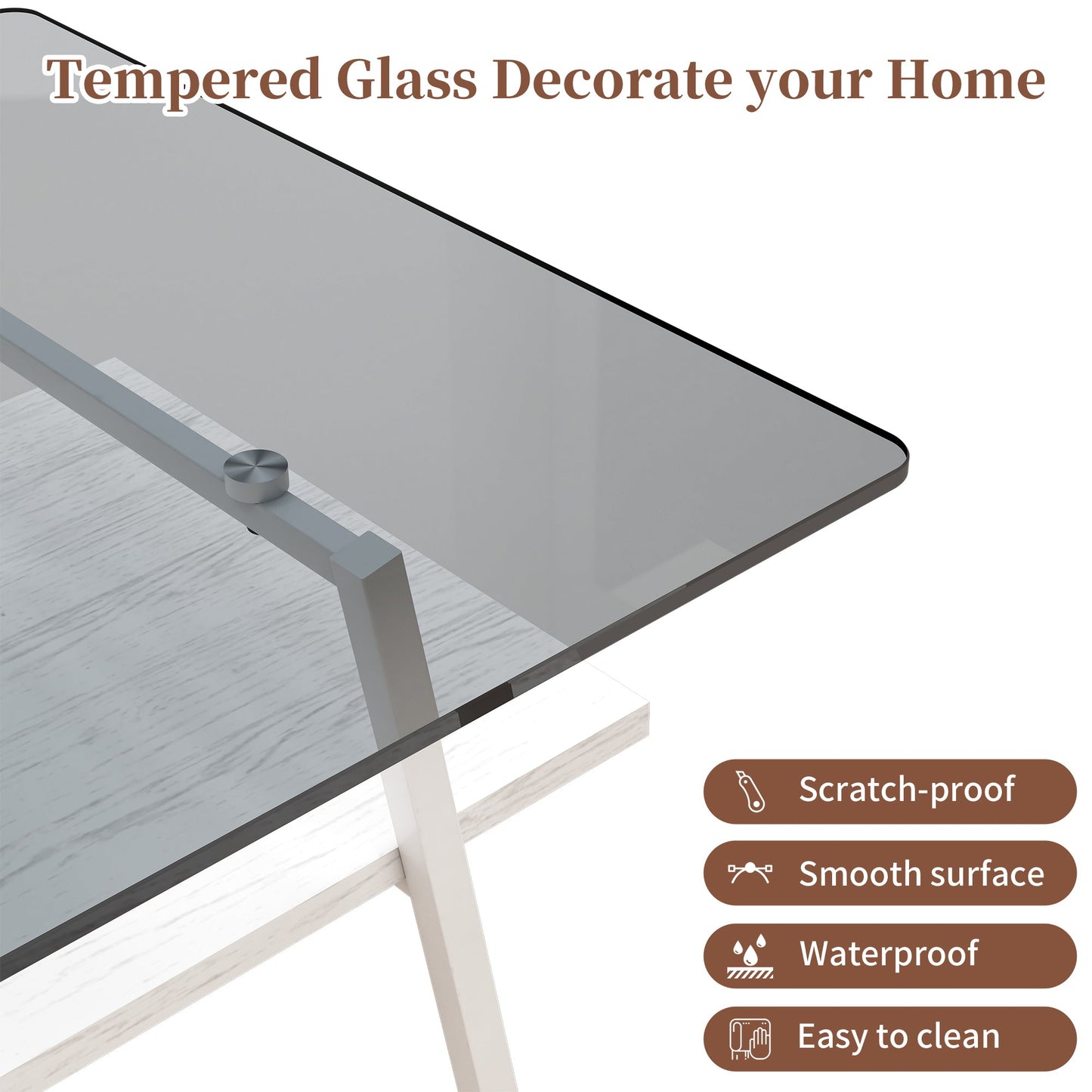 Ensemble de tables de salon Pefelife, ensemble de 3 tables basses et tables d'appoint en verre pour salon, ensemble de tables basses avec plateau en verre trempé et cadre en métal pour appartement, bureau