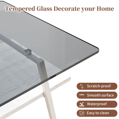 Ensemble de tables de salon Pefelife, ensemble de 3 tables basses et tables d'appoint en verre pour salon, ensemble de tables basses avec plateau en verre trempé et cadre en métal pour appartement, bureau