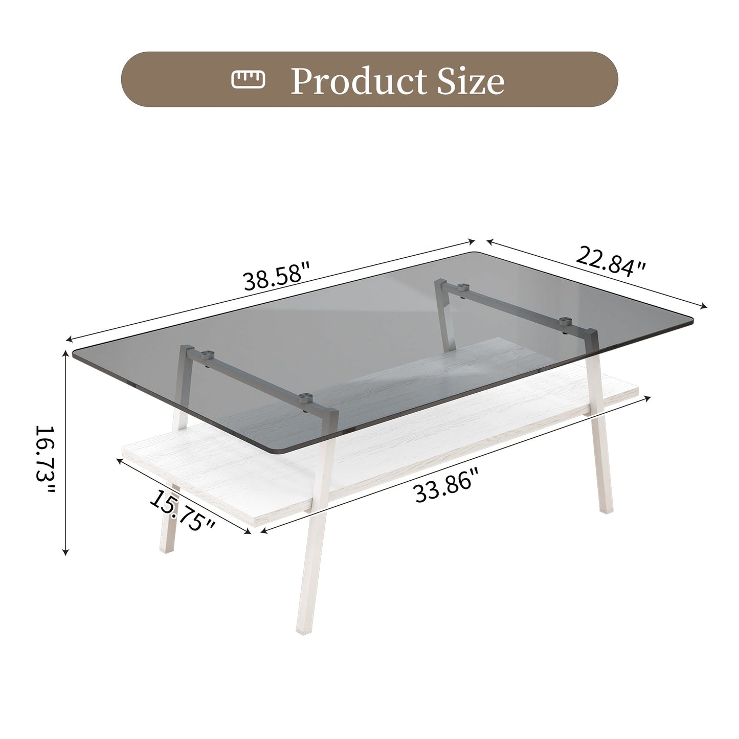 Ensemble de tables de salon Pefelife, ensemble de 3 tables basses et tables d'appoint en verre pour salon, ensemble de tables basses avec plateau en verre trempé et cadre en métal pour appartement, bureau