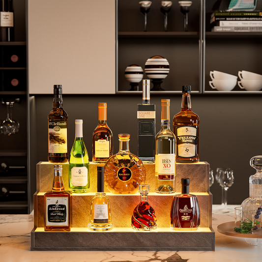 Pefelife 24 Inch LED Lighted Liquor Bottle Display Shelf