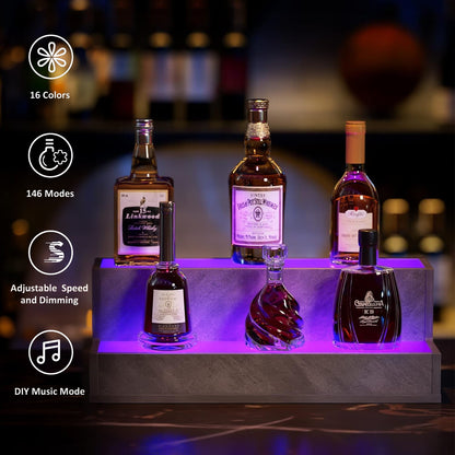 Présentoir à bouteilles d'alcool Pefelife 20 pouces avec éclairage LED