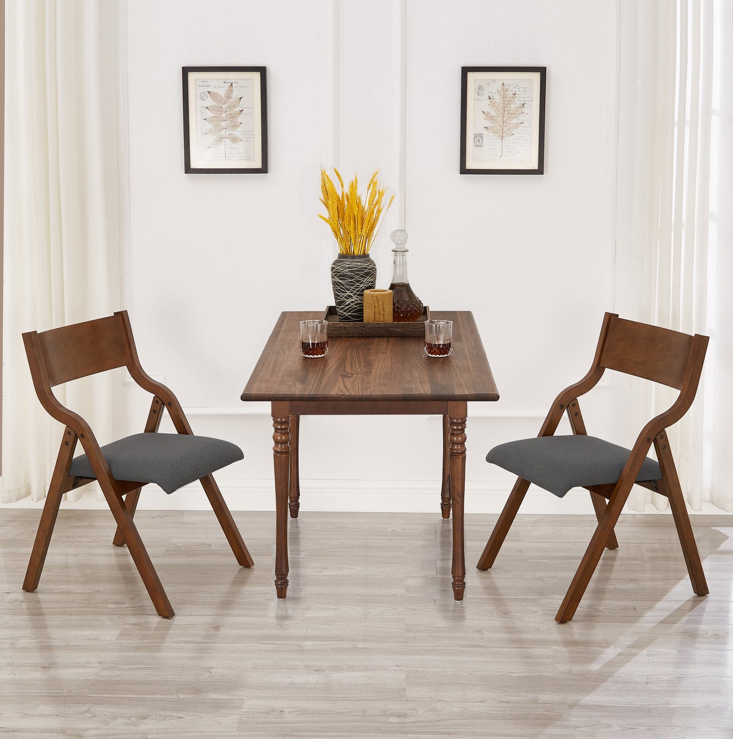 Sillas plegables tapizadas Pefelife, silla de comedor de cocina con estructura de madera maciza