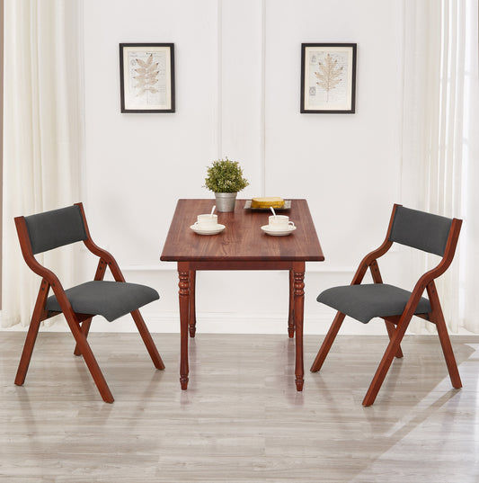 Sillas plegables tapizadas Pefelife, silla de comedor de cocina con estructura de madera maciza, color cerezo