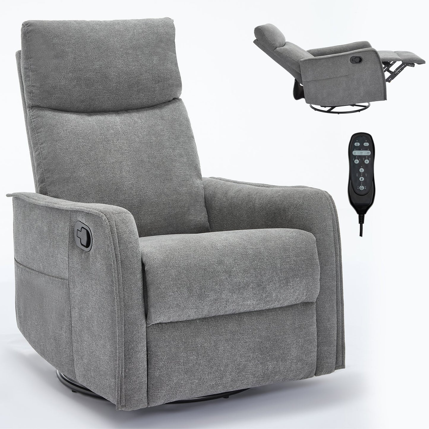 Pefelife 360 Degree Swivel Rocker Recliner Glider Chair for Adults, Living Room, Linen