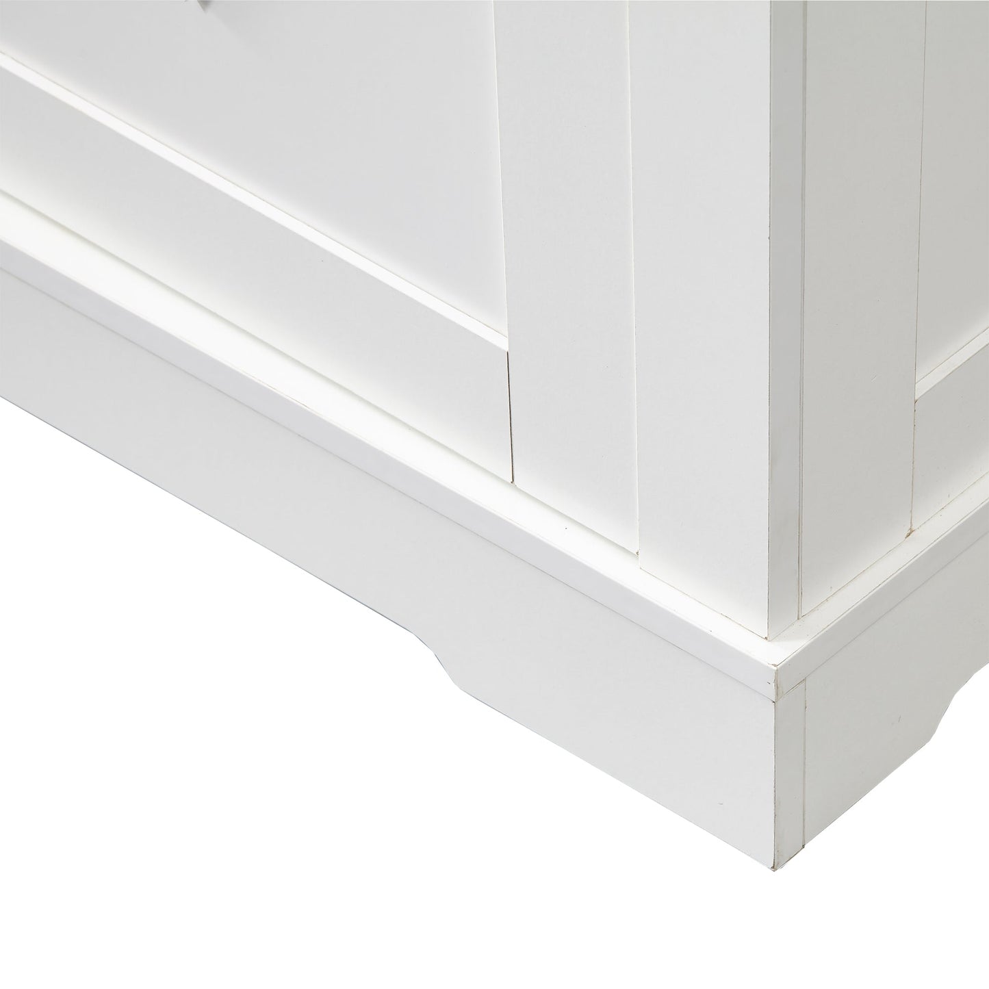 Aparador Pefelife estilo rústico con puerta corrediza, cajón, estantes ajustables y mueble de madera para cocina, comedor y sala de estar, color blanco antiguo.