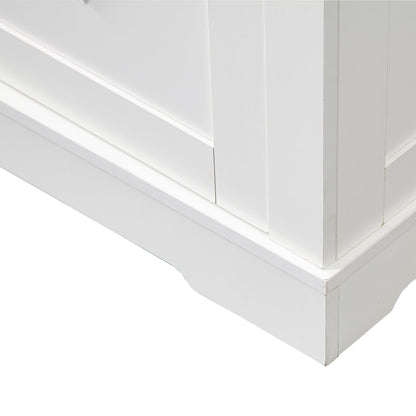 Aparador Pefelife estilo rústico con puerta corrediza, cajón, estantes ajustables y mueble de madera para cocina, comedor y sala de estar, color blanco antiguo.