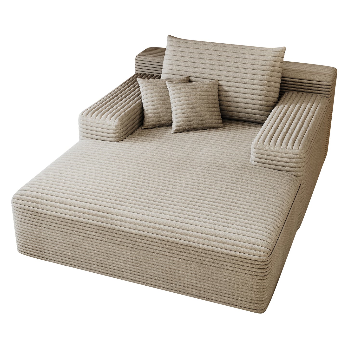 Sillón chaise longue extragrande Pefelife para interior, de piel sintética, con respaldo grueso y 3 almohadas, cómodo asiento profundo para sala de estar, sala de juegos y estudio. 
