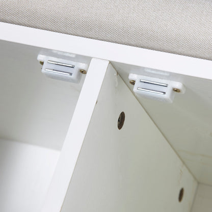 Banc à chaussures d'entrée Pefelife avec armoire de rangement 28,74 po Étagère à chaussures avec armoires à deux portes Étagères rembourrées Organisateur de couloir Meuble de rangement blanc