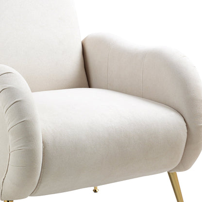 Pefelife Accent Upholstered Single Chair White Sherpa Armchair with Golden Legs for Living Room, Bedroom, Office, Dining Room