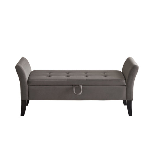 Pefelife 51.5-Inch Velvet Bed Bench with Storage, Elegant Design, Curved Arms and Tufted Surface