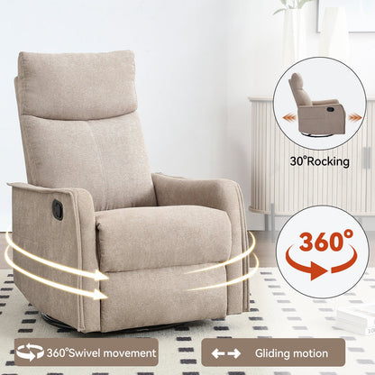 Pefelife 360 Degree Swivel Rocker Recliner Glider Chair for Adults, Living Room, Linen
