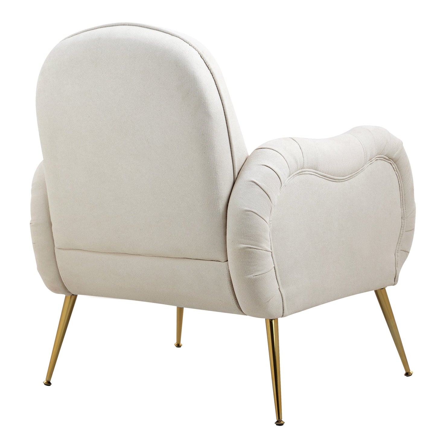 Pefelife Accent Upholstered Single Chair White Sherpa Armchair with Golden Legs for Living Room, Bedroom, Office, Dining Room