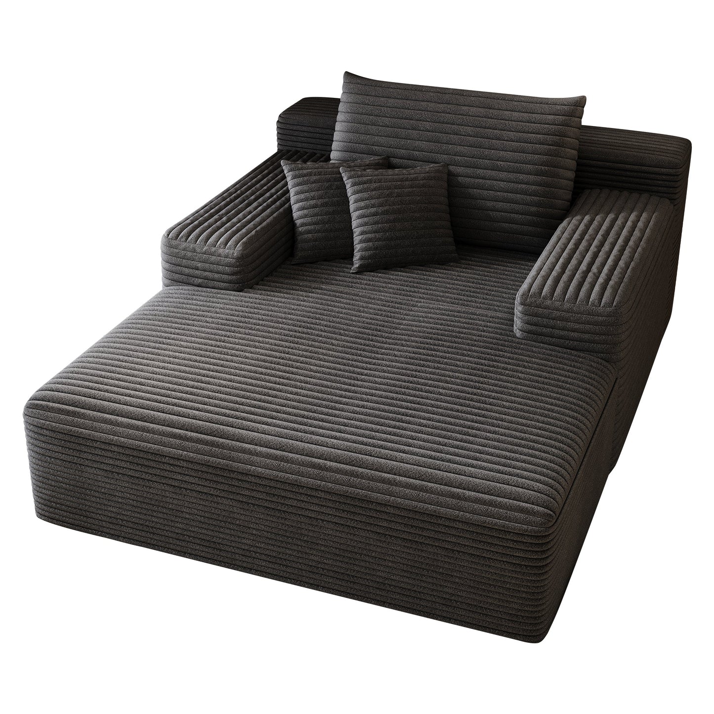 Sillón chaise longue extragrande Pefelife para interior, de piel sintética, con respaldo grueso y 3 almohadas, cómodo asiento profundo para sala de estar, sala de juegos y estudio. 