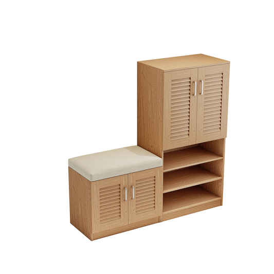 Pefelife 28.74"Shoe Storage Bench with 2 Door Cabinet, Entryway Bench with White Shoe Storage, Shoe Bench with Cushion, Adjustable Shelves, Shoe Rack Bench for Entryway, Hallway