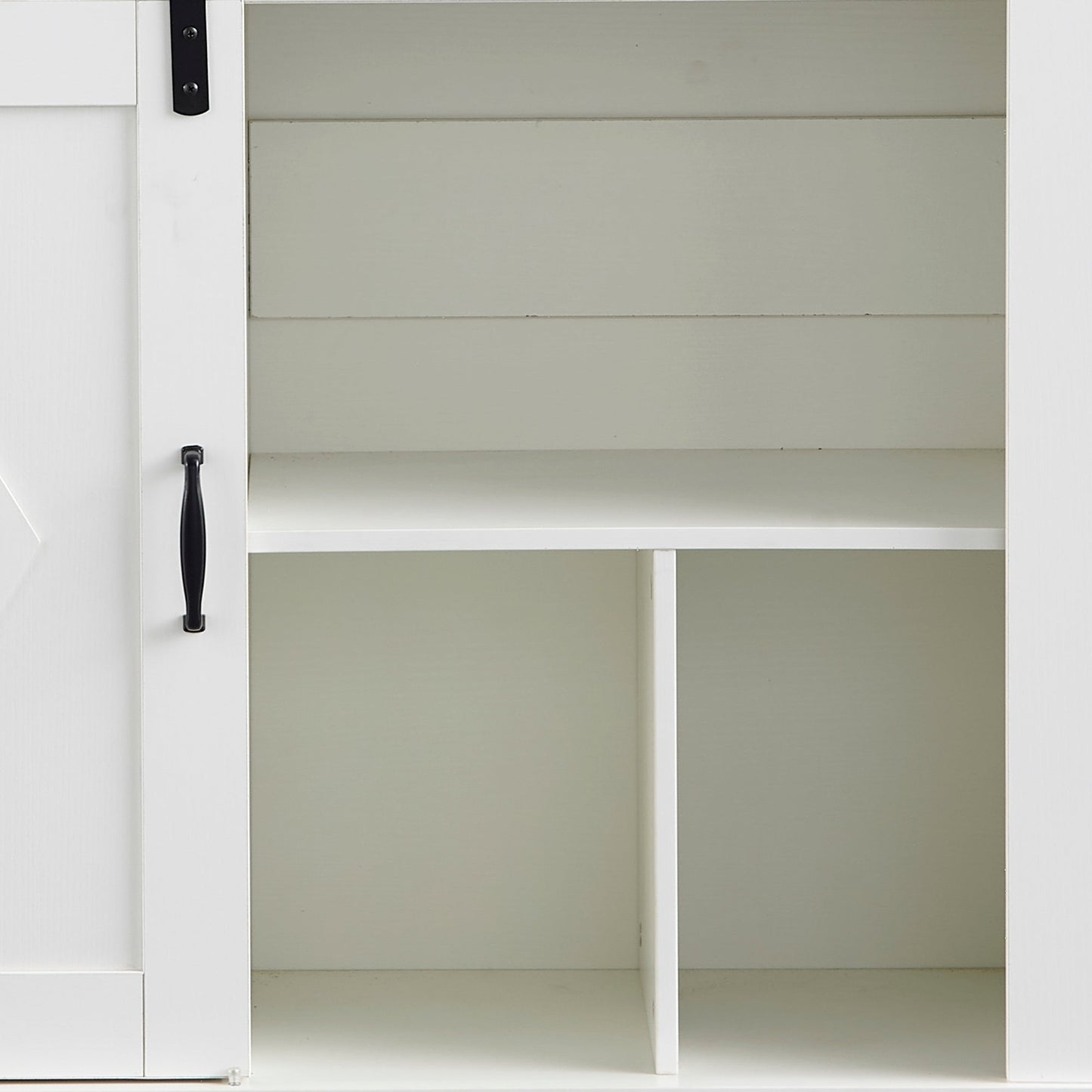 Aparador Pefelife estilo rústico con puerta corrediza, cajón, estantes ajustables y mueble de madera para cocina, comedor y sala de estar, color blanco antiguo.