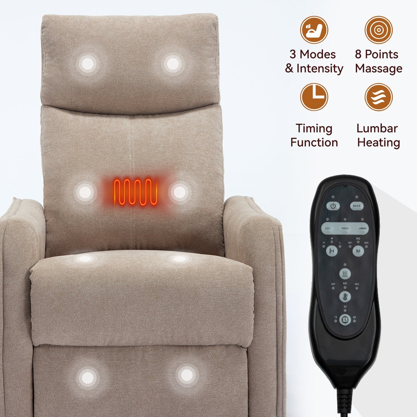 Pefelife 360 Degree Swivel Rocker Recliner Glider Chair for Adults, Living Room, Linen