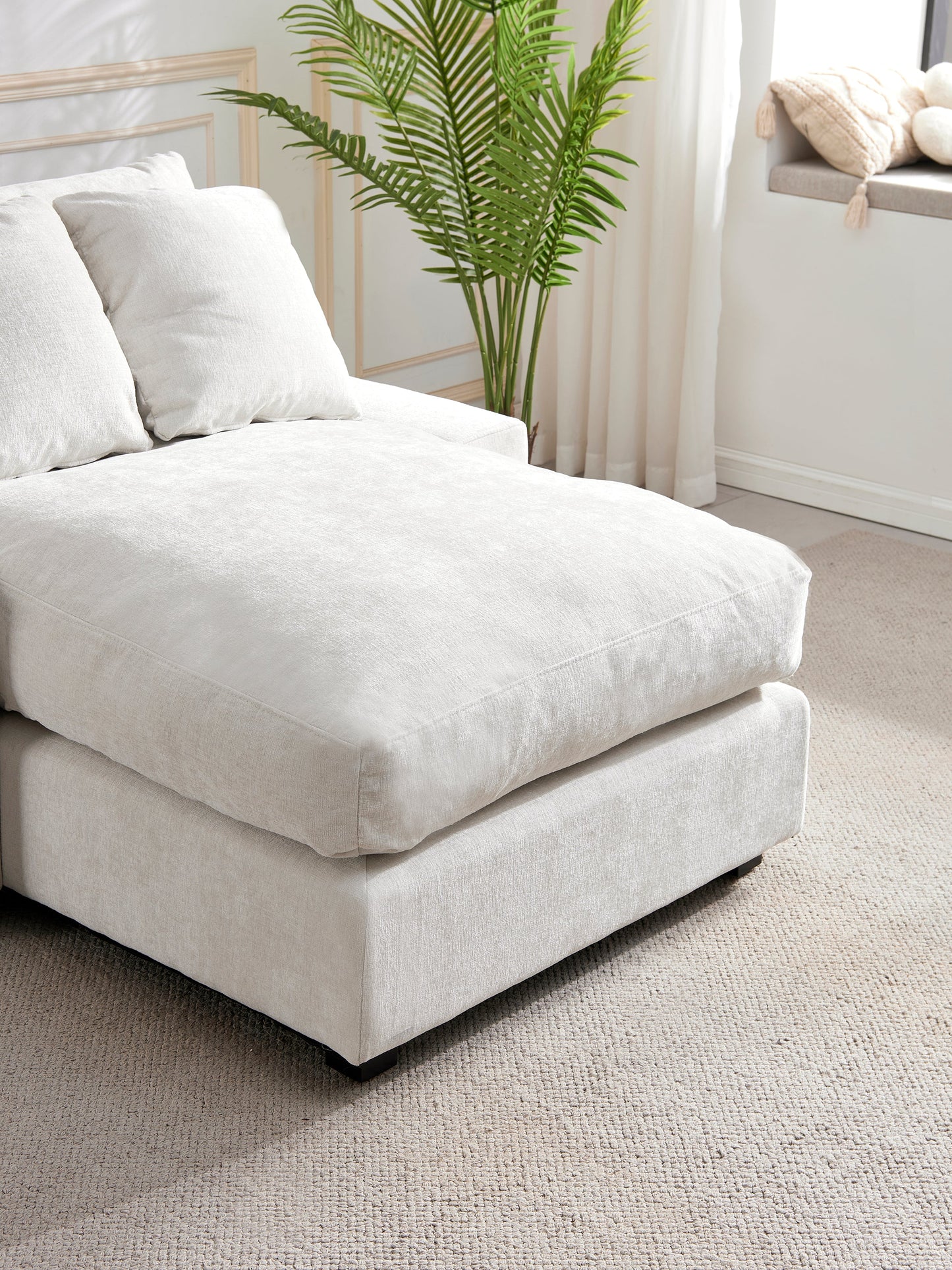 Sofá seccional Pefelife de 122 cm con chaise longue para sala de estar, moderno y contemporáneo, sofá cama seccional para apartamento, tela de chenilla.