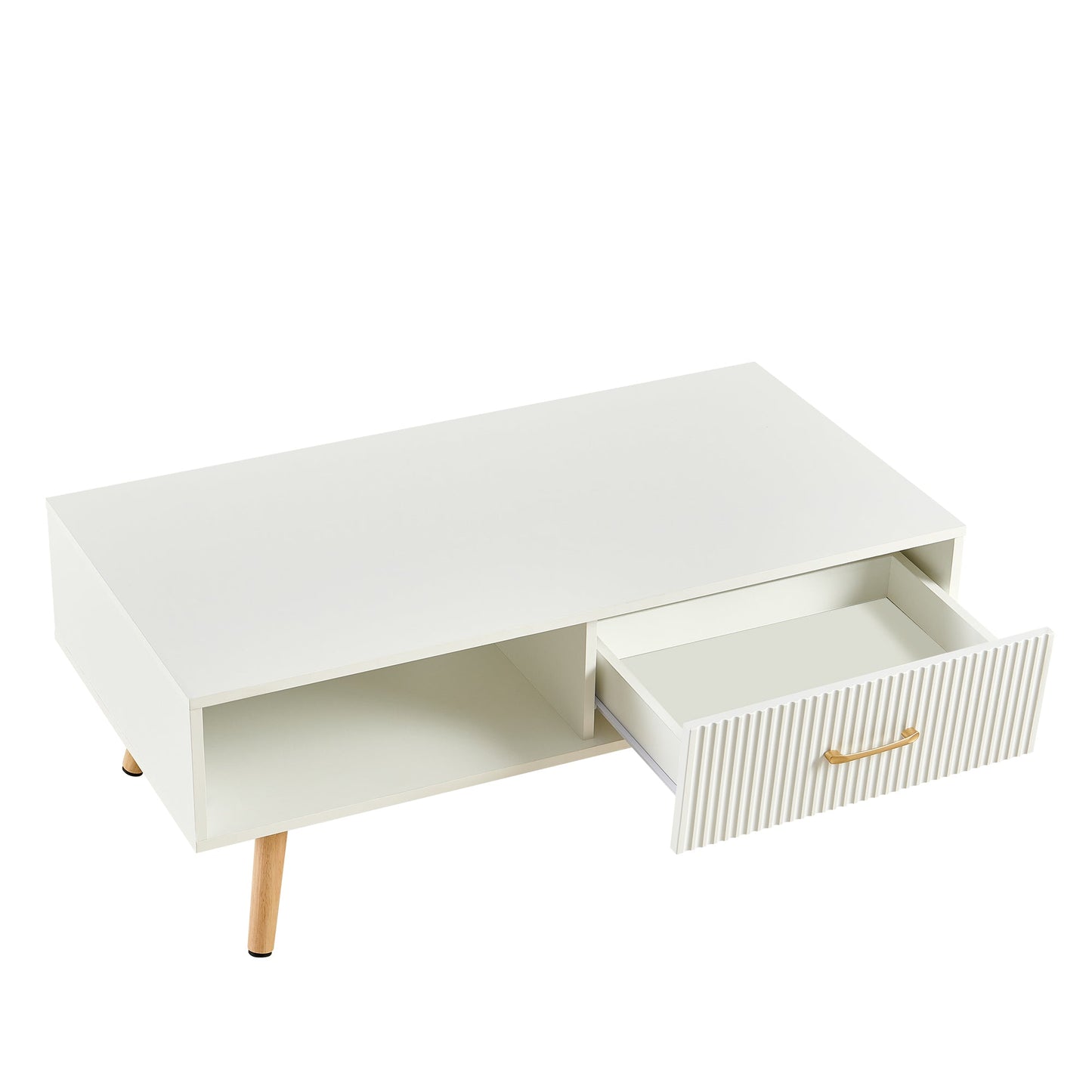 Table basse Pefelife avec rangement, table à manger bohème avec porte coulissante en rotin, petite table basse de salon, plateau blanc