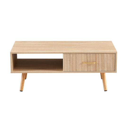 Mesa de centro Pefelife con espacio de almacenamiento, mesa de comedor bohemia con puerta corrediza de ratán, mesas de centro pequeñas para sala de estar, tablero natural