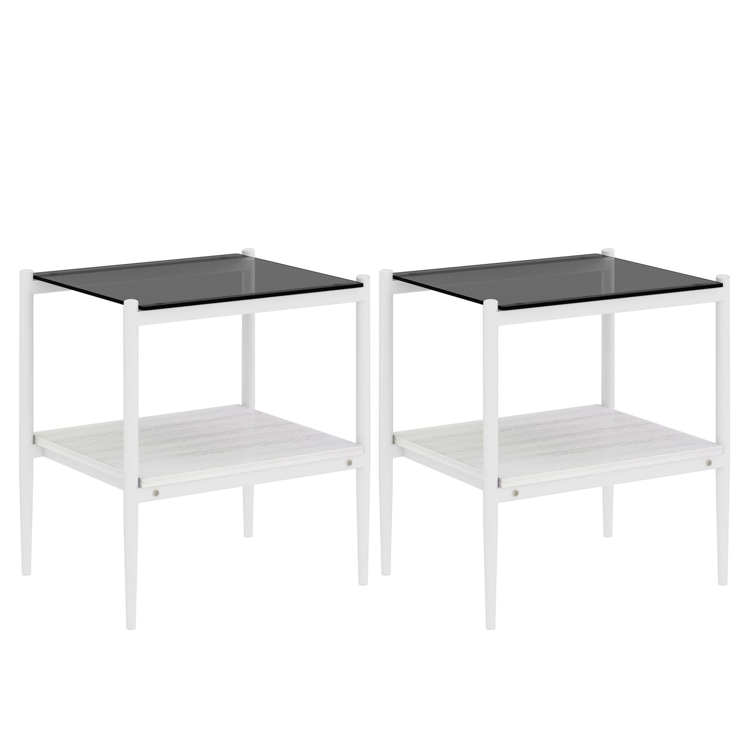 Ensemble de tables de salon Pefelife, ensemble de 3 tables basses et tables d'appoint en verre pour salon, ensemble de tables basses avec plateau en verre trempé et cadre en métal pour appartement, bureau