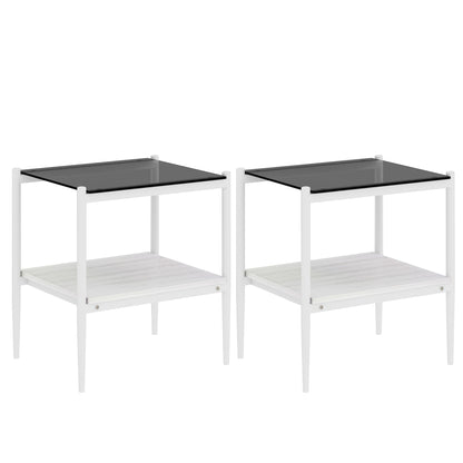 Ensemble de tables de salon Pefelife, ensemble de 3 tables basses et tables d'appoint en verre pour salon, ensemble de tables basses avec plateau en verre trempé et cadre en métal pour appartement, bureau