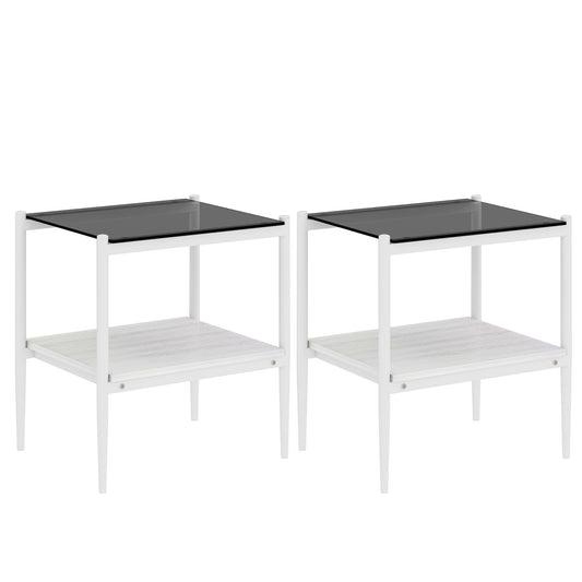 Juego de mesas de salón Pefelife, 3 piezas de mesa de centro de vidrio y mesas auxiliares para sala de estar, juego de mesa de centro con tablero de vidrio templado y marco de metal para apartamento y oficina.