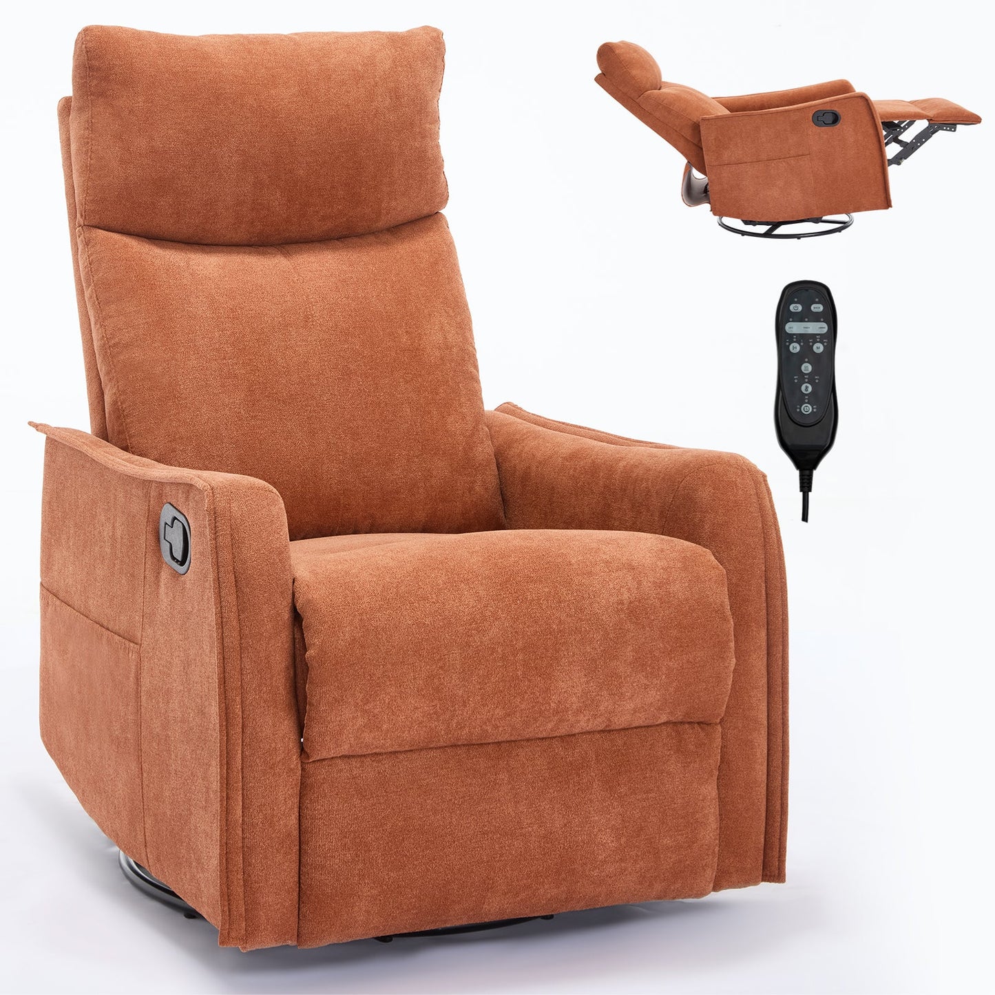 Pefelife 360 Degree Swivel Rocker Recliner Glider Chair for Adults, Living Room, Linen