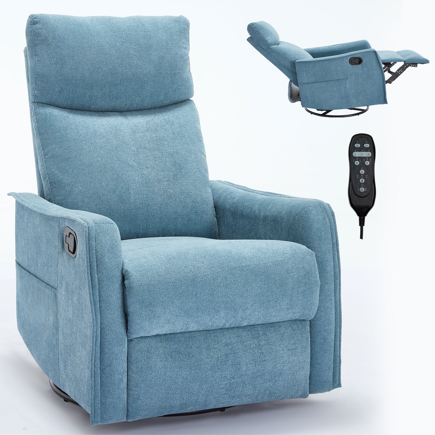 Pefelife 360 Degree Swivel Rocker Recliner Glider Chair for Adults, Living Room, Linen