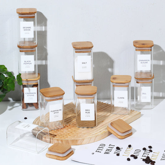 Juego de frascos de vidrio Pefelife de 8 oz con etiquetas minimalistas para especias