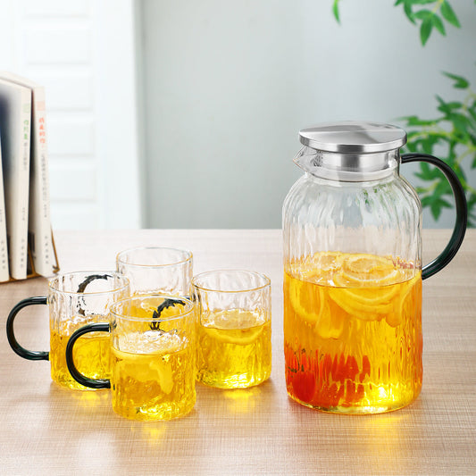 Pefelife 1 Pot with 4 Cups Glass Water Jug Heat Tree Pattern Pot