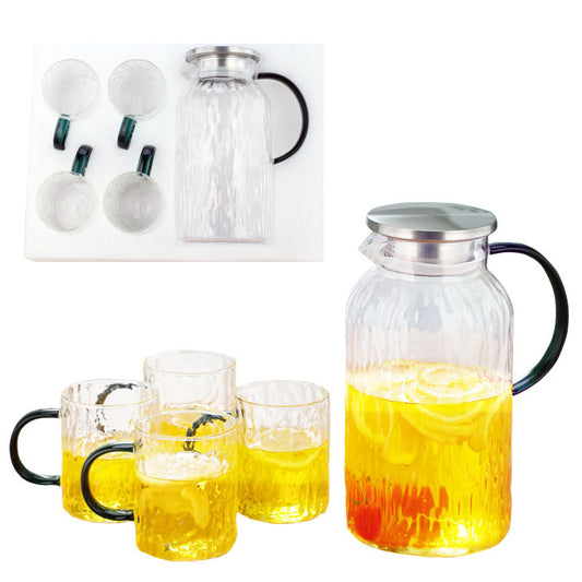 Pefelife 1 Pot with 4 Cups Glass Water Jug Heat Tree Pattern Pot